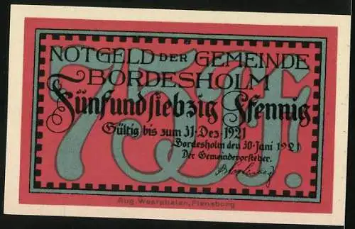 Notgeld Bordesholm 1921, 75 Pfennig, Klosterkirche