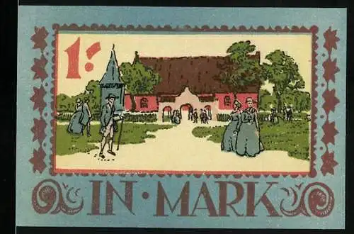 Notgeld Langenhorn 1921, 1 Mark, Ortspartie, Wappen