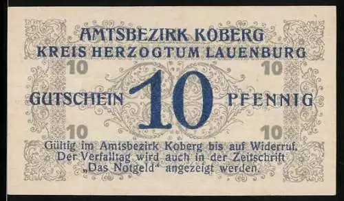 Notgeld Koberg 1921, 10 Pfennig, Verzierungen