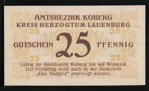 Notgeld Koberg 1921, 25 Pfennig, Verzierungen