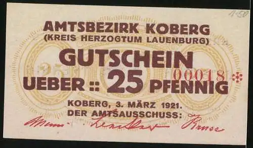 Notgeld Koberg 1921, 25 Pfennig, Verzierungen