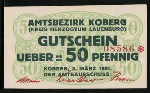 Notgeld Koberg 1921, 50 Pfennig, Verzierungen