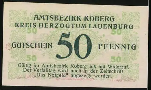 Notgeld Koberg 1921, 50 Pfennig, Verzierungen
