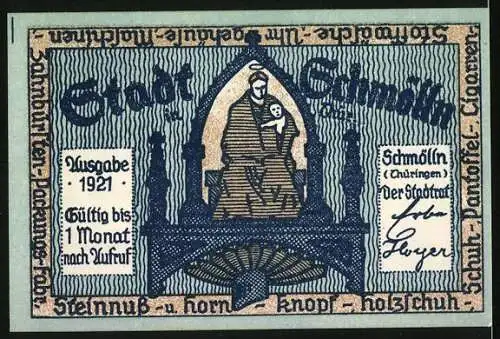 Notgeld Schmölln /Thüringen 1921, 50 Pfennig, Rat bei einer Sitzung