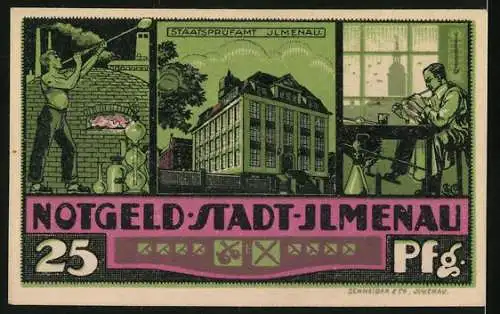 Notgeld Ilmenau 1921, 25 Pfennig, Staatsprüfamt, Stadtwappen