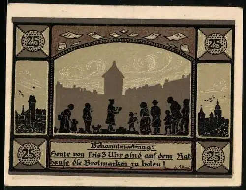 Notgeld Mainbernheim 1921, 25 Pfennig, Bekanntmachung zu den Brotmarken