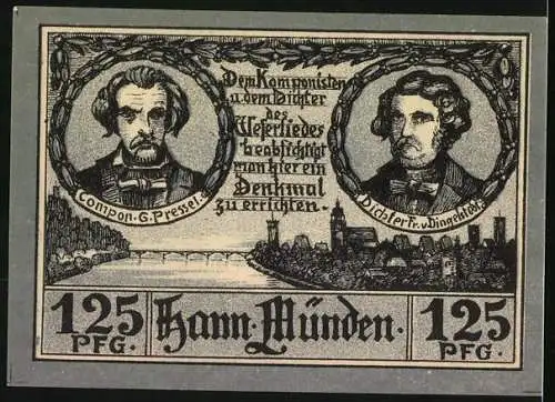 Notgeld Hannov.-Münden, 125 Pfennig, An der Weser