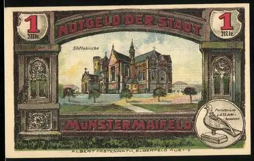 Notgeld Münstermaifeld 1921, 1 Mark, Stiftskirche, Peristerium a. d. 13. Jahrhundert