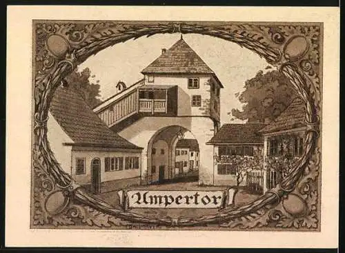 Notgeld Moosburg 1921, 25 Pfennig, Ampertor, Wappen