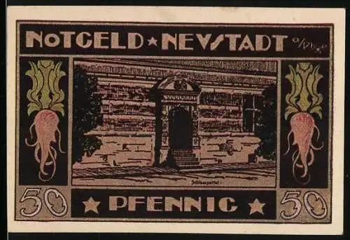 Notgeld Neustadt a. Rbge. 1921, 50 Pfennig, Schlossportal