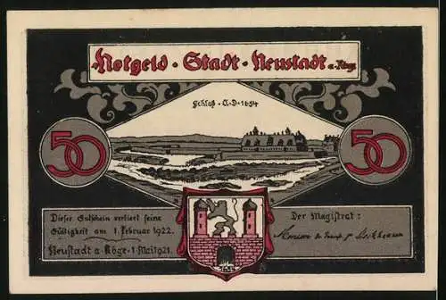 Notgeld Neustadt a. Rbge. 1921, 50 Pfennig, Schlossportal