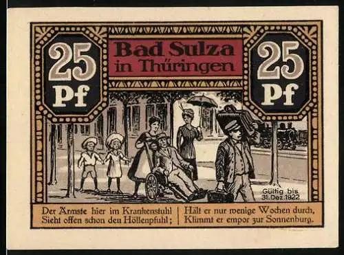 Notgeld Bad Sulza 1922, 25 Pfennig, Familienausflug, Sonnenburg