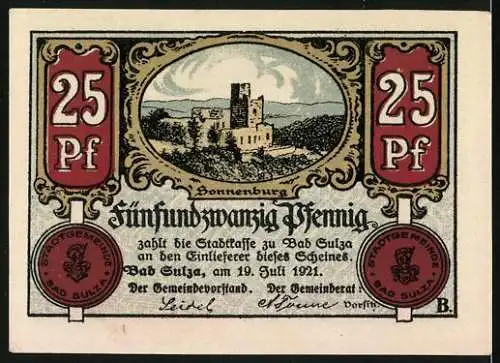 Notgeld Bad Sulza 1922, 25 Pfennig, Familienausflug, Sonnenburg