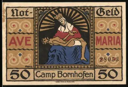 Notgeld Camp Bornhofen 1921, 50 Pfennig, Ave Maria, Kirche