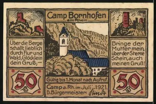 Notgeld Camp Bornhofen 1921, 50 Pfennig, Ave Maria, Kirche