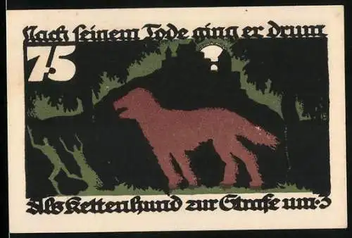 Notgeld Vechta 1922, 75 Pfennig, Kettenhund, Festung