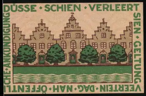 Notgeld Friedrichstadt 1921, 75 Pfennig, Paluda-Nus-Haus, Hausfront am Wasser