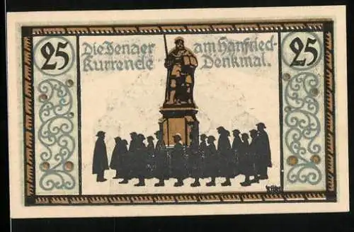 Notgeld Jena 1921, 25 Pfennig, Jenaer am Hanfried-Denkmal