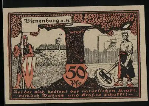 Notgeld Vienenburg 1921, 50 Pfennig, Ritter und Handwerker