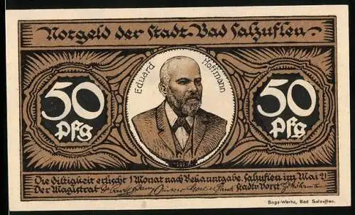 Notgeld Bad Salzuflen 1921, 50 Pfennig, Eduard Hoffmann, weisse Katze