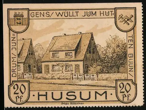 Notgeld Husum 1921, 20 Pfennig, Gens /Wüllt Jüm Hüt, Kirche
