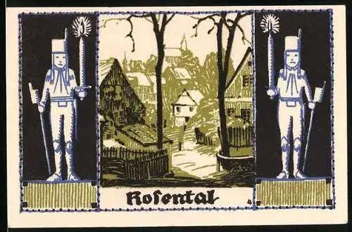 Notgeld Schneeberg 1921, 50 Pfennig, Rosental, Ritter