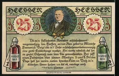 Notgeld Heessen 1921, 25 Pfennig, Wirkungsstätte des Wunder-Doktors H. Voigt