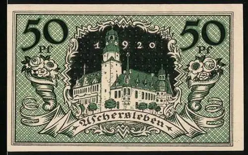 Notgeld Aschersleben 1921, 50 Pfennig, Rathaus