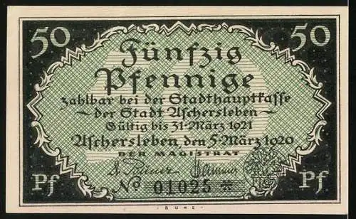 Notgeld Aschersleben 1921, 50 Pfennig, Rathaus