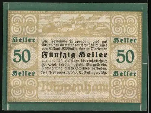 Notgeld Wippenham 1920, 50 Heller, Bauer mit Pflug