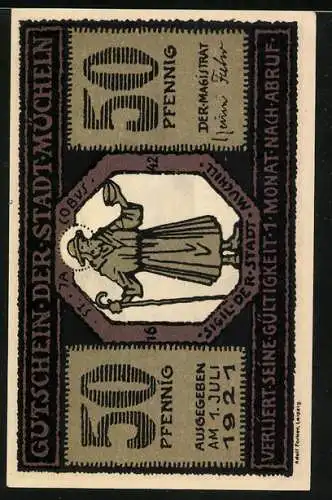 Notgeld Mücheln 1921, 50 Pfennig, Hirte, Kirche