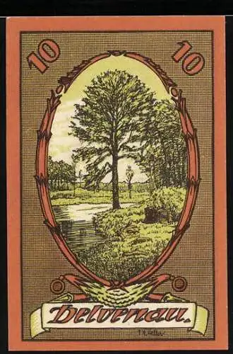 Notgeld Koberg, 10 Pfennig, Delvenau-Partie