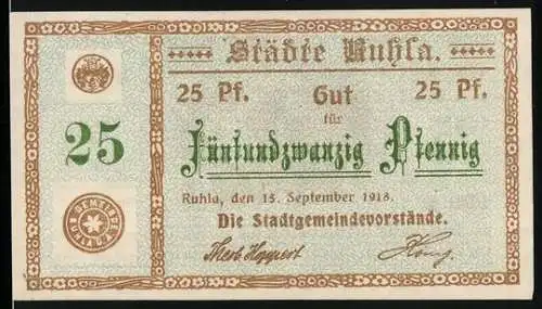 Notgeld Ruhla 1918, 25 Pfennig, Schmied bei der Arbeit
