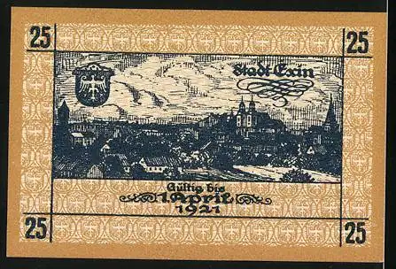 Notgeld Exin 1918, 25 Pfennig, Gesamtansicht mit Kirche