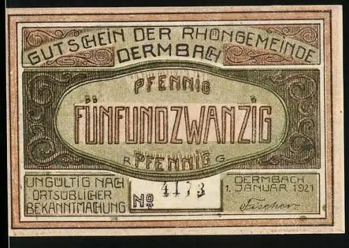 Notgeld Dermbach 1921, 25 Pfennig, Wandersmann in den Bergen