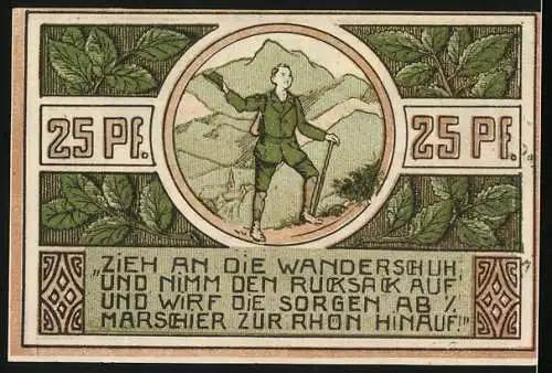 Notgeld Dermbach 1921, 25 Pfennig, Wandersmann in den Bergen