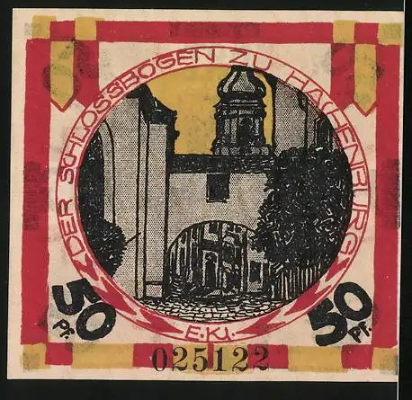 Notgeld Hachenburg 1921, 50 Pfennig, Der Schlossbogen zu Hachenburg