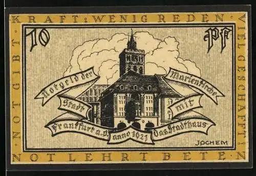 Notgeld Frankfurt a. O. 1921, 10 Pfennig, Marienkirche mit Stadthaus