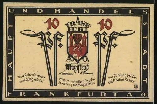 Notgeld Frankfurt a. O. 1921, 10 Pfennig, Marienkirche mit Stadthaus