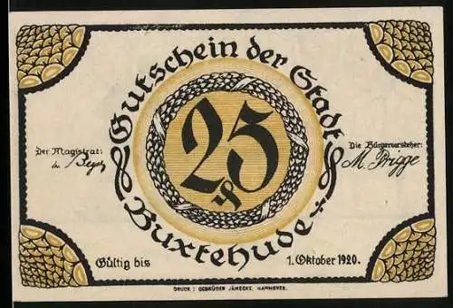 Notgeld Buxtehude 1920, 25 Pfennig, Schmied und Hund