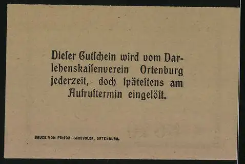 Notgeld Ortenburg 1919, 25 Pfennig, Bezirksamt Vilshofen