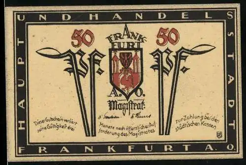 Notgeld Frankfurt a. O., 50 Pfennig, Rathaus mit Südgiebel