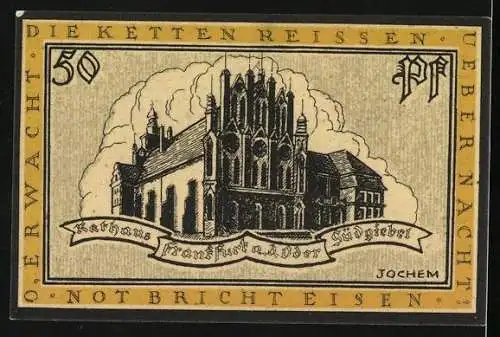 Notgeld Frankfurt a. O., 50 Pfennig, Rathaus mit Südgiebel