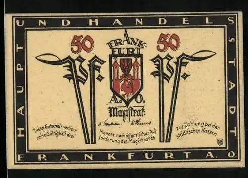 Notgeld Frankfurt a. O., 50 Pfennig, Rathaus mit Südgiebel