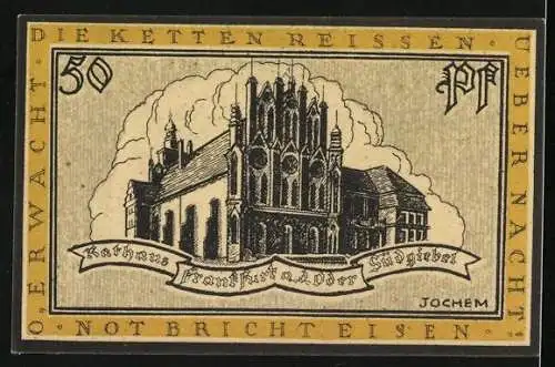 Notgeld Frankfurt a. O., 50 Pfennig, Rathaus mit Südgiebel