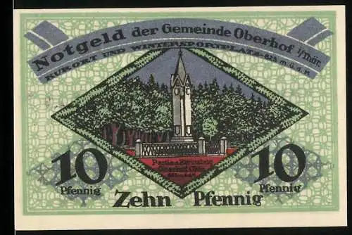 Notgeld Oberhof i. Thür. 1919, 10 Pfennig, Partie am Rennsteig