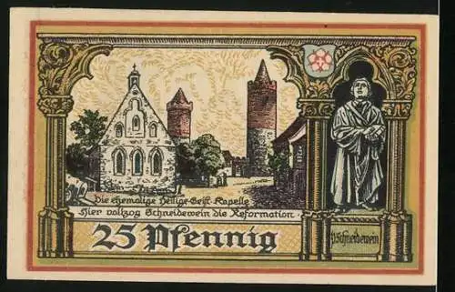 Notgeld Jüterbog 1920, 25 Pfennig, Abtshof und ehemalige Heilige-Geist-Kapelle