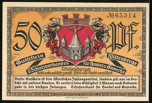 Notgeld Wittenberge, 50 Pfennig, Partie an der Elbbrücke