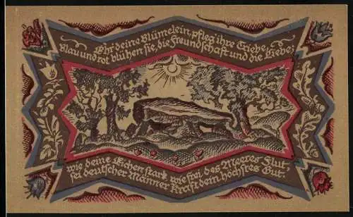 Notgeld Oldenburg 1921, 50 Pfennig, Hünengrab in der Sonne