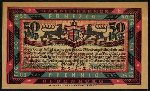 Notgeld Oldenburg 1921, 50 Pfennig, Hünengrab in der Sonne